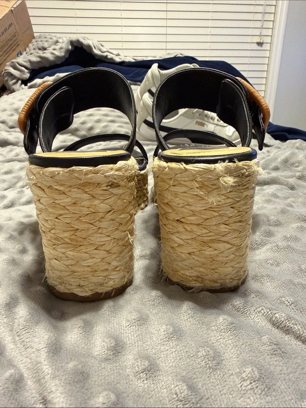 Dolce Vita Black Leather Espadrille Slide Sandals with Tan Buckles